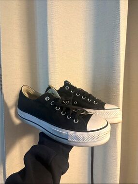 Converse Black Canvas Low-Top Sneakers with White Trim